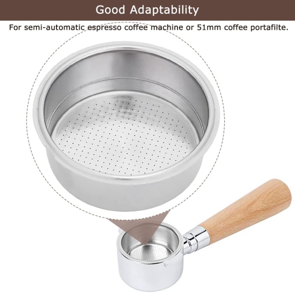 Dobbel kaffefilter i rustfritt stål, 51 mm