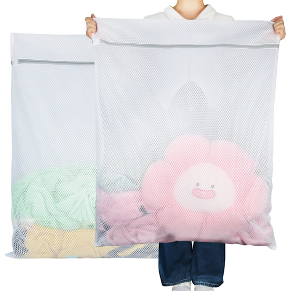 2 stk. 50 * 60 cm med glidelås store vaskesekker, nettvask