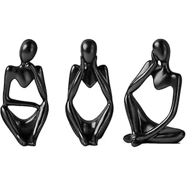 Statue de Penseur Nordique 3Pcs Sculpture de Penseur Abstraite Figurine de Penseur en Rsine Ornement de Penseur Fait  la Main Artisanat Moderne Art po