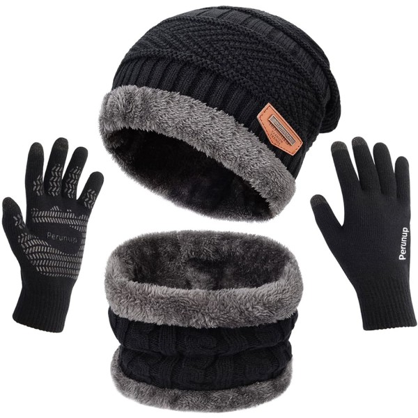 Men's and Women's Winter Hat, 3 PCS Warm Knitted Fleece Lined Sc