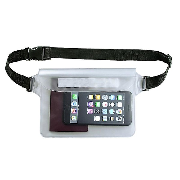 Dww-2PCS Blanc Housse tanche  Ceinture Certifie IPX8 Sangle Ajustable 3 Zipper Plastique Pochette  Ceinture/Etui Impermable/Sac pour Nautique,Pche,Kay