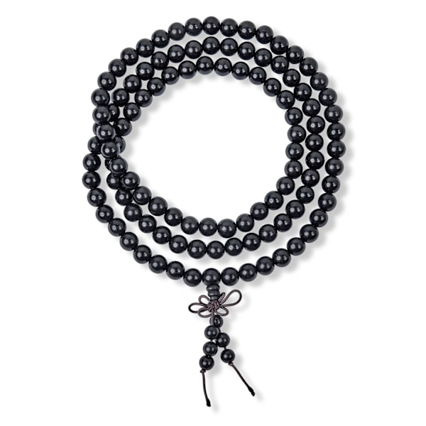 Naturlig Svart Onyx Buddhistisk Mala Böne Pärla Långa Naturliga Strängar Pärlor för Meditation Bön Yoga Rosenkrans Halsband