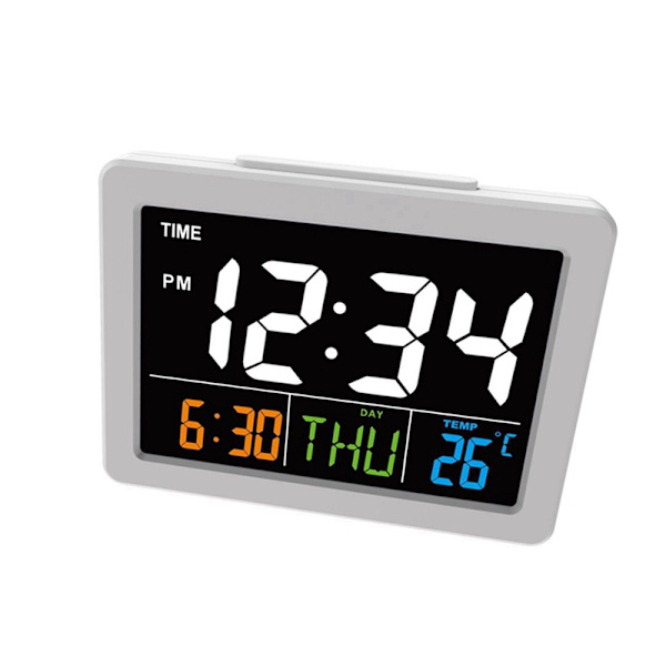 1 vit LED digital kalenderklocka, sängklocka med datum och