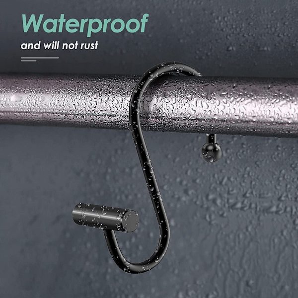 4 sorte metal shower curtain kroge, rustfri bruseforhæng
