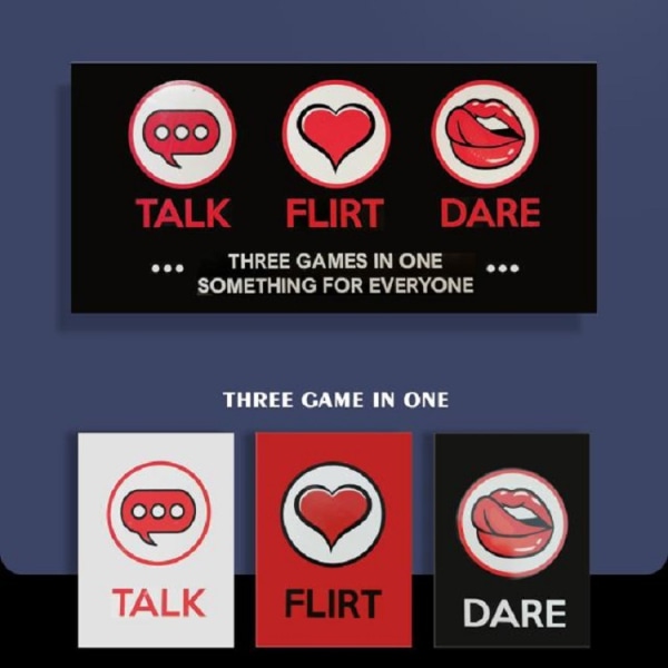 1 Stycke Full English TALK FLIRT DARE Tre spel i ett spel
