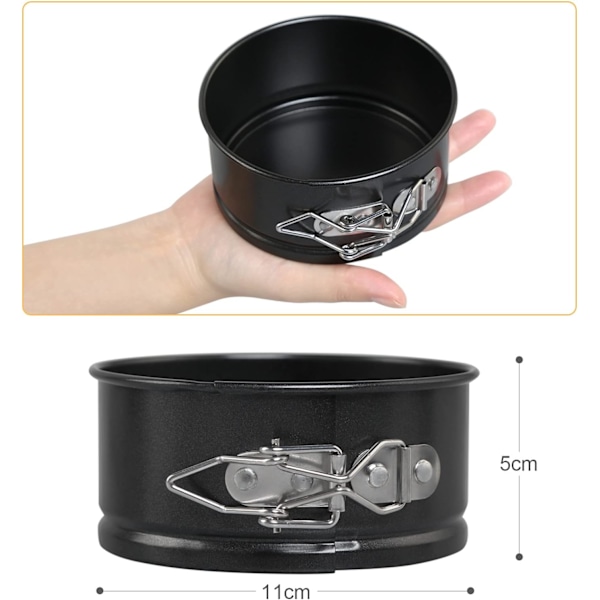 4 stk. (Sort, 11 cm) Kageforme til Bagning, 4 tommer Mini Springform