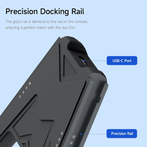 Switch Joy-Con laddningsgrepp med 1200mAh batteri - Bärbar laddningslösning kompatibel med Nintendo Switch Controller JoyCons, 1M USB-C laddningskabel, Svart