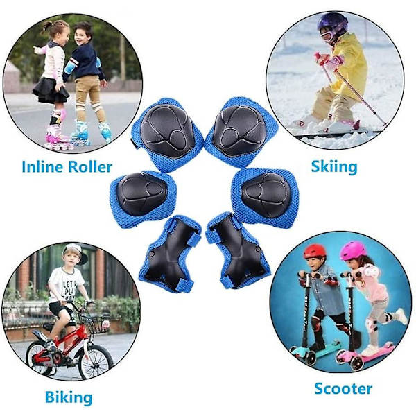 Barnens rullskyddssats, armbågsskydd knäskydd barnhandledsskydd (knäskydd + armbågsskydd + handledsskydd) stödplatta för BMX, skateboard, rullskridskor