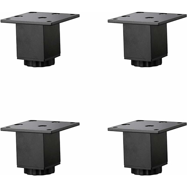 4 stk. (5 cm/2 tommer) Højdejusterbare møbelben i aluminiumslegering, sofabordsben, vaskeskabsben til badeværelset, 5-40 cm, mat sort, med skruer