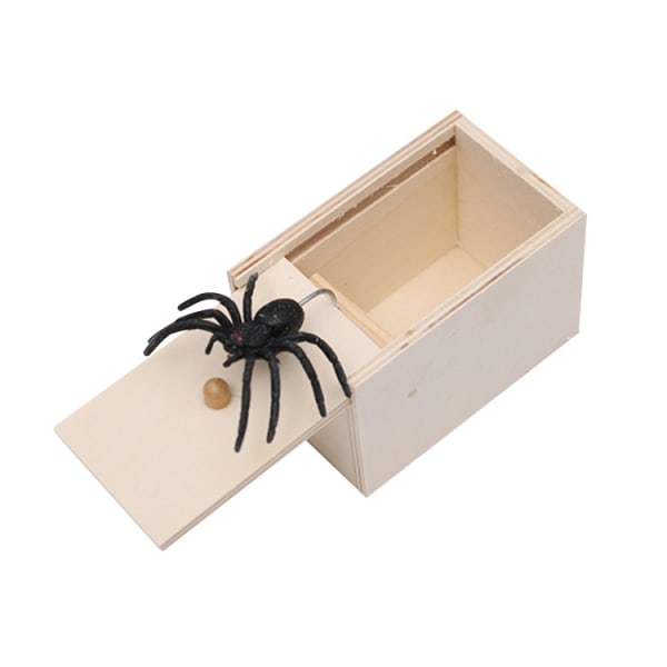 1 stycke skämtlåda i trä, liten Halloween-skräckleksak