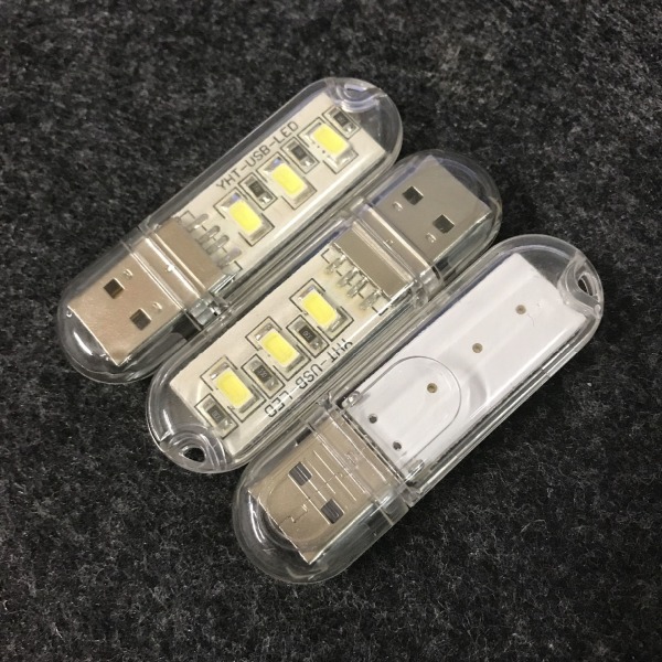 3 stk USB-minnepenn databordlampe, mobil strømforsyning,