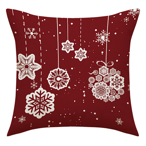 Set med 4 julkuddöverdrag, trädgårdsdekoration, God Jul bomullslinne kuddöverdrag, 45 x 45 cm