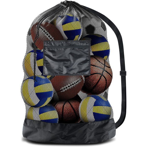 1 Sort Oversized Drawstring Mesh Taske, Vandafvisende Opbevaring