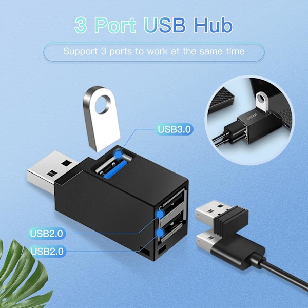 USB Hub, 3 Port Høj USB 3.0 Hastigheds Splitter Plug and Play Bus Drevet til MacBook, Mac Pro/Mini, iMac, Surface Pro, XP