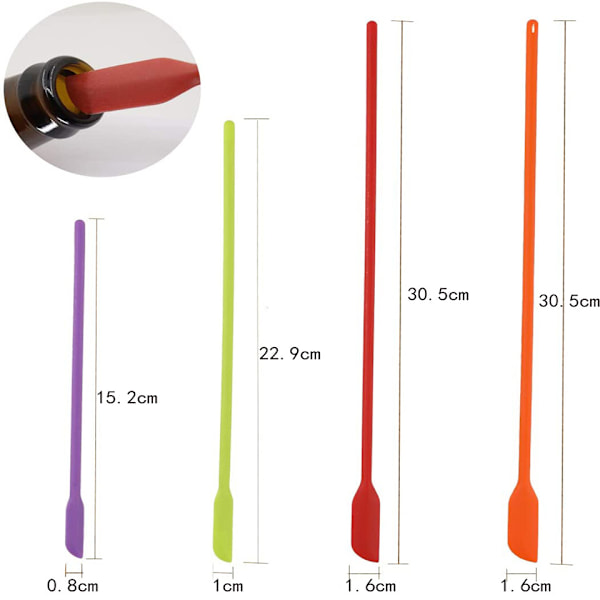 1 Styck Liten Lång Spatel Set med 4 Silikon Små Spatlar Mini