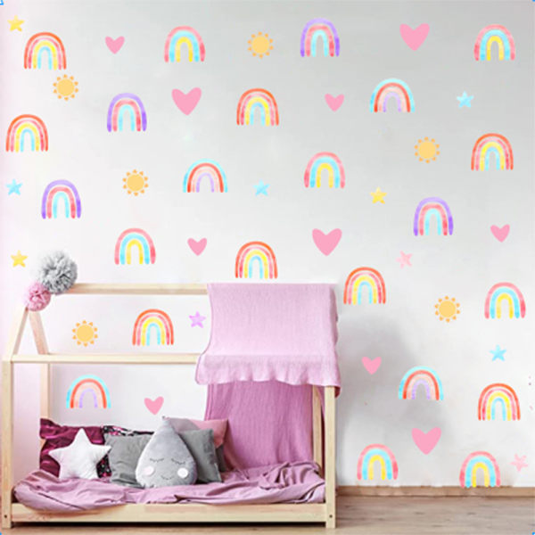 Bohemian rainbow klistermärken akvarell regnbåge kärlek sol stjärnvägg