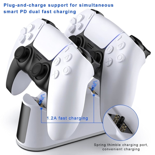 PS5 Laddstation, Laddningsstation för PS5 Controller med Ad