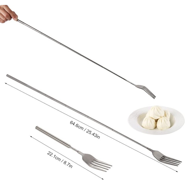 1 Stycke Silver Utökbar Gaffel, Rostfritt Stål Utökbar Gaffel