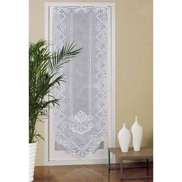 Spetsdörrgardin, 60cm x 180cm Halvtransparenta Fönstervolanggardiner, Broderad Gardin för Heminredning Vardagsrum Sovrum