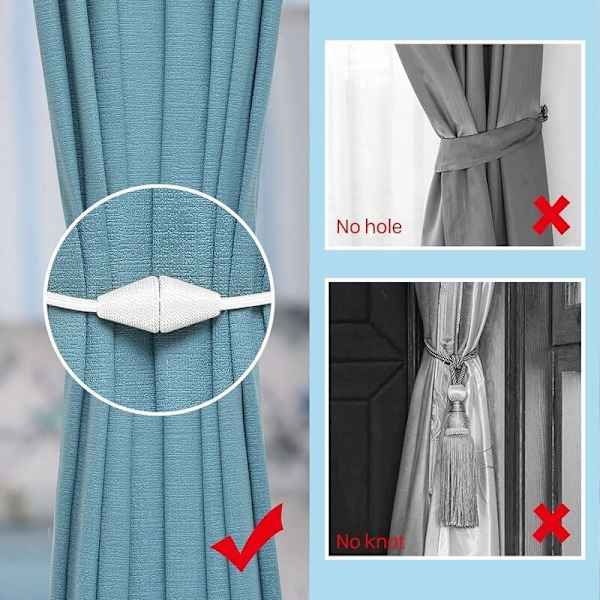 4 kpl Magneettisia verhonpidikkeitä, käsintehty punottu köysi, käytännöllinen ja koristeellinen kotiin ja toimistoon (Beige)
