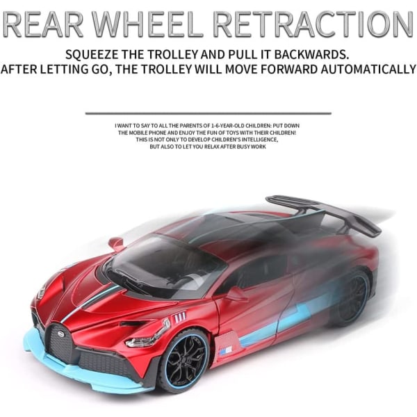 1:32 Diecast Bugatti DIVO Legering Metal Tilbage Træk Die-Cast Bil Skala Model Tilbage Træk Med Lyd Lys Mini Auto Legetøjsbil Til Børn Bedste Gaver Legetøj Til Børn Drenge (Sort)