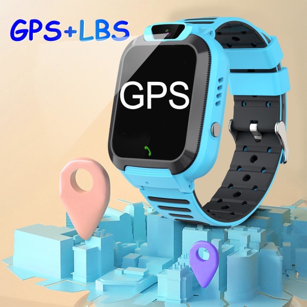 GPS Smart Watch Kids, IP68 Vattentålig Smartwatch för Barn med LBS Telefon SOS Röstsamtal, Reciprocal Touch Screen, Presenter till Pojkar och Flickor 3-12 År