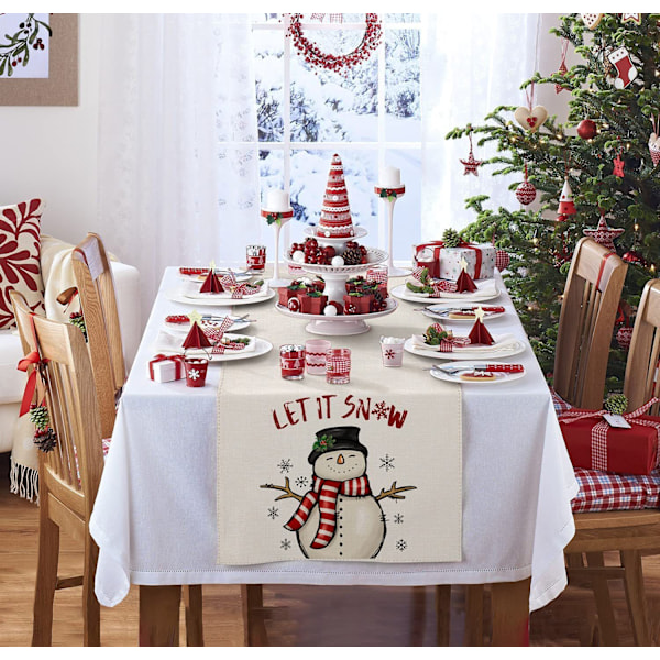 Juleduk - Rød og svart rutete, 33x180 cm, Rektangulær duk Vaskbar duk Flekkbestandig