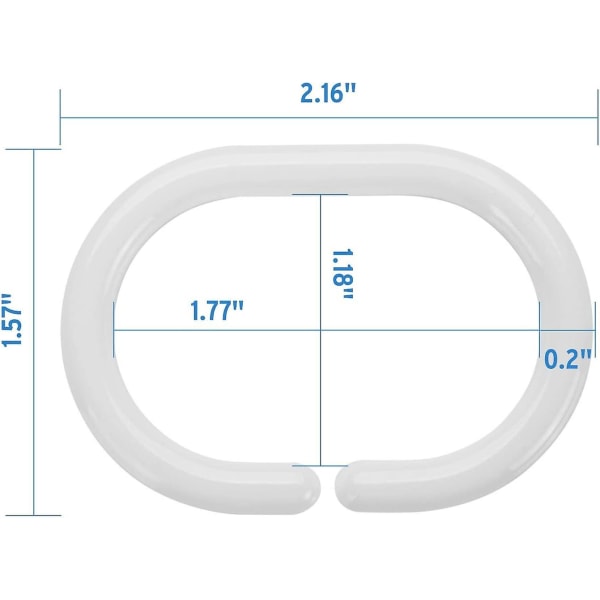 24 st plast duschdraperiringar, plast duschdraperikrokar för badrum duschstång, vita duschkrokar ringar öglor för duschdraperi