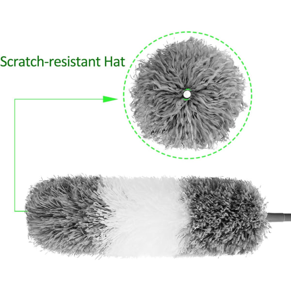Teleskopisk støvfjerningsbørste i mikrofiber, indtrækkelig, ridsefast