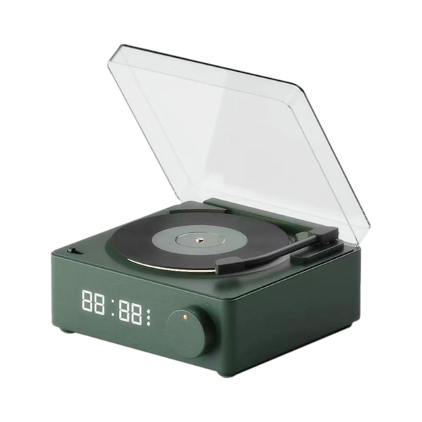 Mini Trådløs BT Musikkspiller Retro Vinylformet BT Høyttaler Vekkerklokke Bærbar Høyttaler Med Vekkerklokker for Reisende
