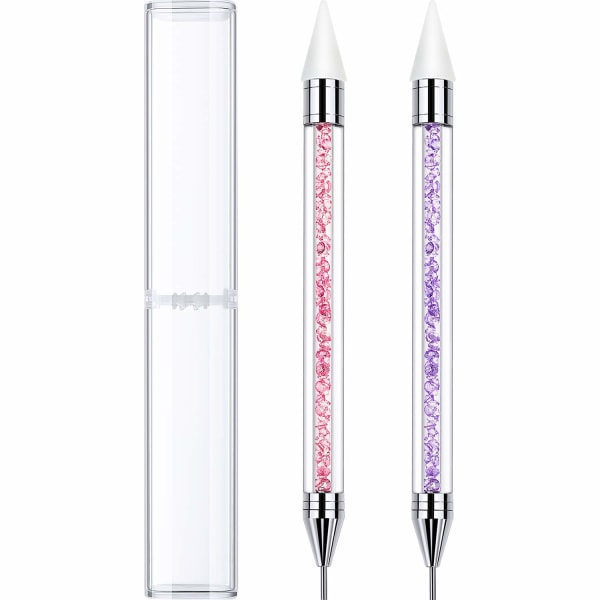 2 stk Rhinestone Picker Dotting Pen, Dobbeltsidig Rhinestones G