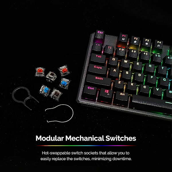 Phantom 87-tasters mekanisk tastatur, RGB LED, Outemu blå switch