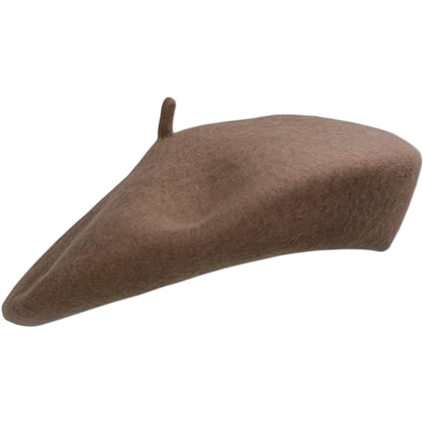 Dameull Beret i Ull - Fransk Stil - Ensfarget Beret