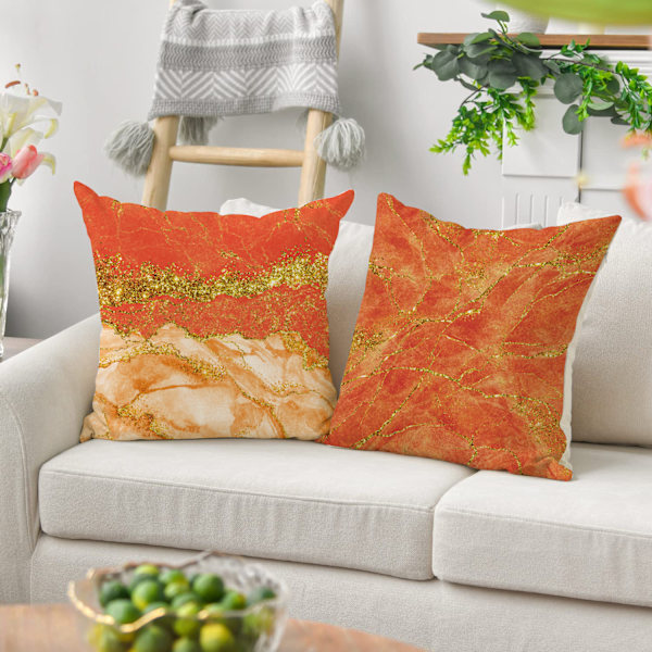 Enkel orangefärgad kuddfodral, soffa kuddfodral