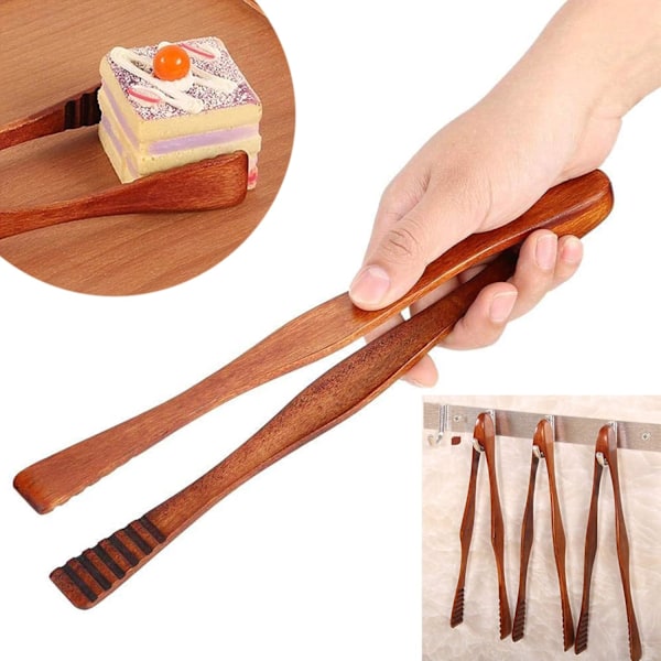 Bambus Brødristertang 26.5cm Bambus Te-tang Tre Grillklyper Tre-tang Brød Gadgets Håndlaget Tre Kjøkkentang