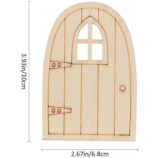 10 stk Umalte Fe-Tema Mini Dørformede Trebiter, Tre