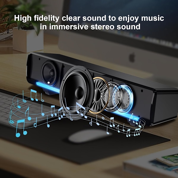 Dator PC Bluetooth Soundbar-högtalare Trådlös USB-driven Laptop