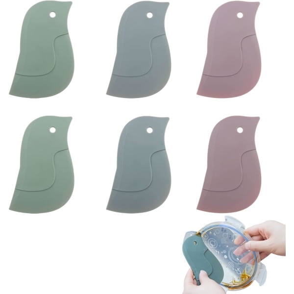 6 förpackningar multifunktionell pingvinformad silikonskrapa, mjuk