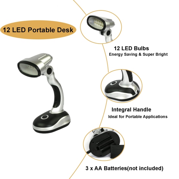 12 LED Portable table lamp Powered battery table lamp