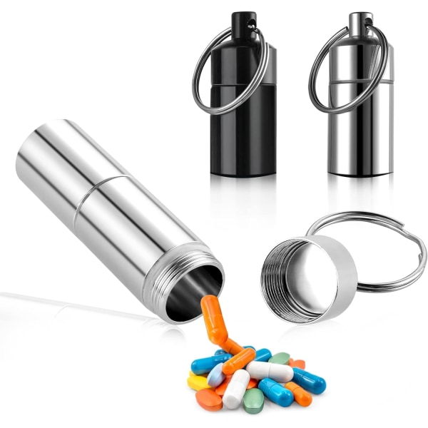 2st bärbar pillerlåda, vattentät pillerlåda, minipiller i aluminium