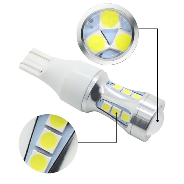 Pakke LED-pærer, 912 921 LED-pære Baklys T15 LED-baklys 2600 lumen 6000K Xenon Hvid W15W 906 904 902