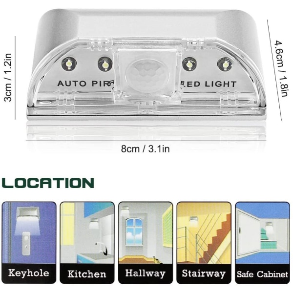 1 stk Intelligent infrarødt menneskekroppssensorlys, dørlås