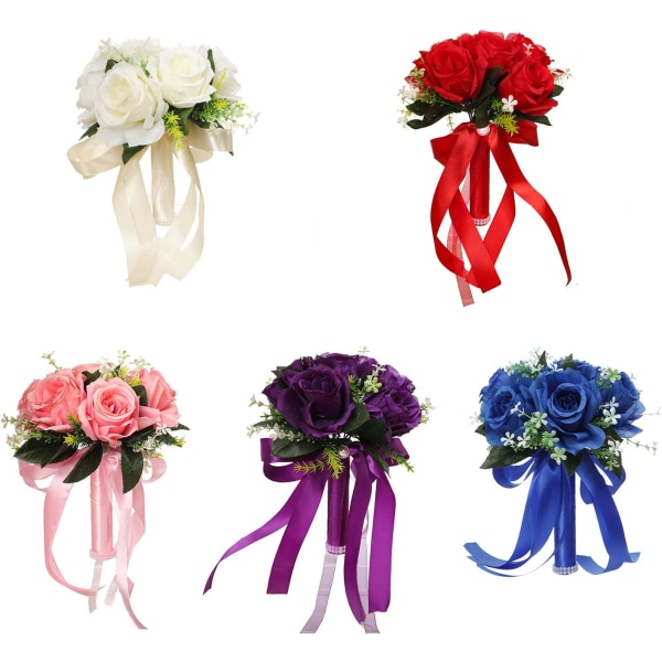 1 brudepigebuket til brud/bryllup, brud der holder blomster