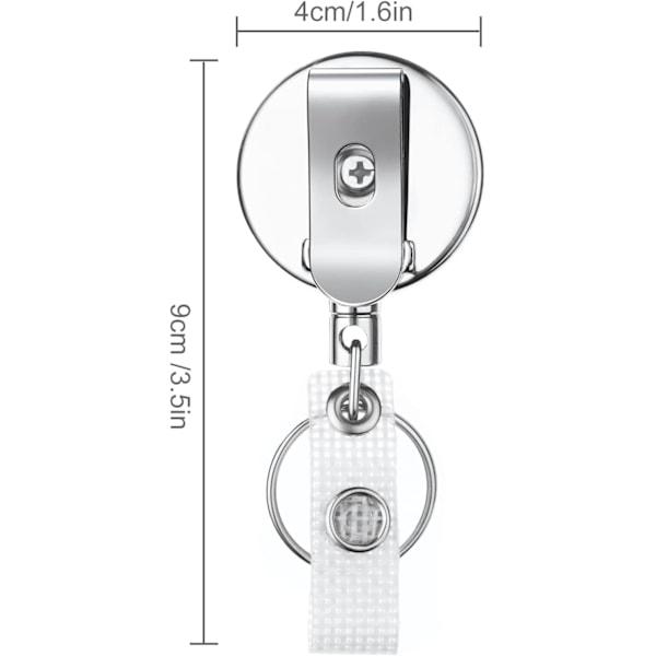 2 STK. Udtrækkelig Nøglering (Sort), Badge Reel Holder, Kraftig Badge Reel Nøglering med Stål Reel Kæde og Krog,