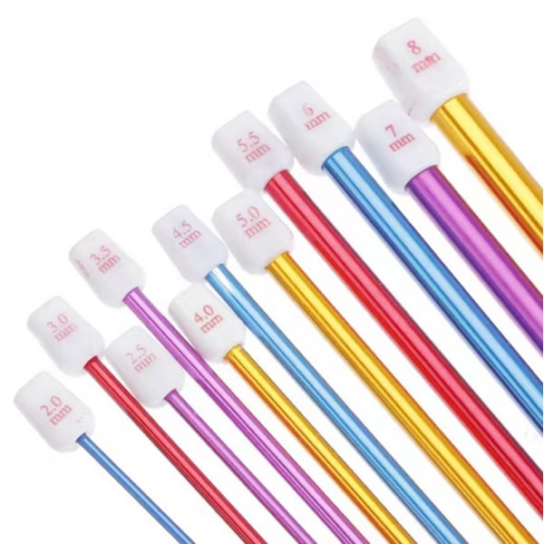 Virka nål set, flerfärgad aluminium virka nål set, lång virka nål, tunisisk virka nål, stickningsnålar kit, hushållsverktyg för nybörjare eller proffs, lätt att bära