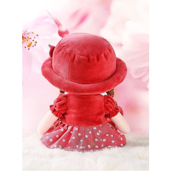 Ragdocka söt tjej plyschleksak mjuk babydocka hem prydnad mini prinsessa hatt och avtagbara kläder födelsedag alla hjärtans dag jul födelse gåva-35CM