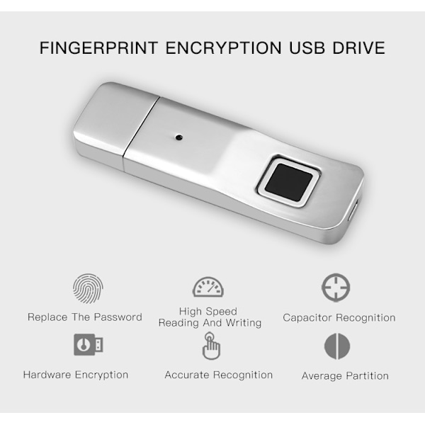 1 stk. Fingeraftryk krypteret USB-drev, computerdata, forretning