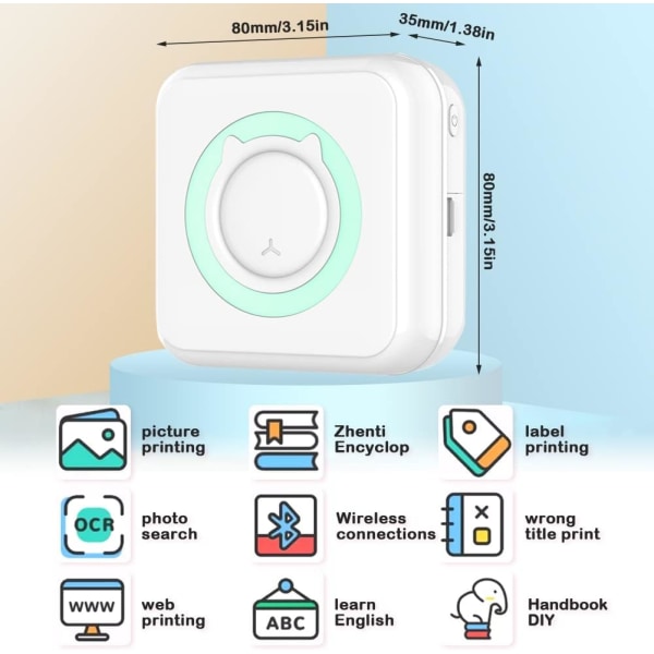 1pcs  Mini printer, portable pocket printer, inkless photo