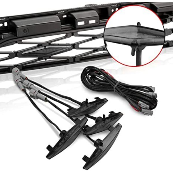 4-pak Amber LED Grill Lys (Sort) med Sikring og Instruktioner til 2014-2022 Toyota 4Runner TRD Pro, Inklusive S