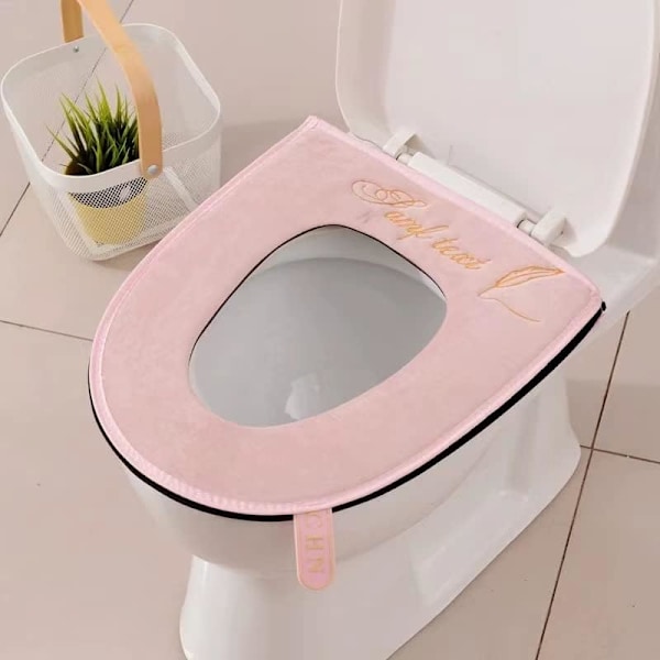 2 Pakkausta Pehmeitä Paksuja WC-istuimen Päällisiä - Pinkki, WC-istuimen Kahvalla - Pestävä - Sopii Kaikkiin Soikeisiin WC-istuimiin